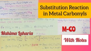 Substitution in carbonyl complexNiCO4FeCO5Tungsten complex AssociativeDissociative mechanism [upl. by Teerprug]