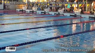 NSCK 2024 day 3  PM session  boys 1112 100M Breaststroke Jaïro  SZB [upl. by Armillas]