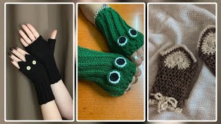 Most Wearing Fantastic Cute Crochet Hand knitting Fingerless Gloves Free patterns Diy projects [upl. by Danczyk]