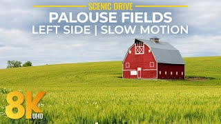 Exploring Beautiful Landscapes of Palouse Area WA  8K Slow Motion Scenic Drive Left Side View [upl. by Silvanus]