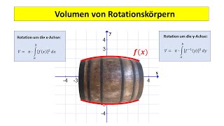 Volumen von Rotationskörpern um die xAchse oder yAchse [upl. by Kwang150]