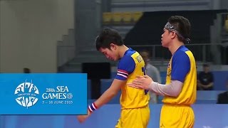 Sepak Takraw Team Mens Doubles MYA vs THA 2nd ReguMatch  28th Sea Games Singapore 2015 [upl. by Ilagam]