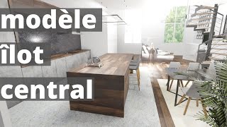 4 modeles de cuisine avec ilot central petite et grande Inspiration maison [upl. by Neeron]