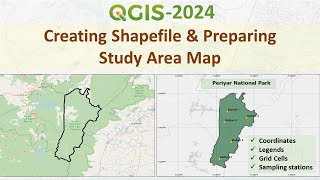 Creating Shapefile and Study Area Map for any Location  Latest Tutorial using QGIS [upl. by Farris991]