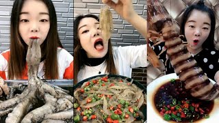 Comiendo Mariscos Vivo 辛い食べ物とタコを食べる女性 😱47 [upl. by Remat]