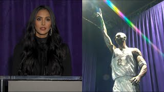 Vanessa Bryant unveils Kobe Bryants statue outside the Lakers arena 💜💛 [upl. by Ierna]