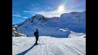 TIGNES  A superb Blue ski run up from Val Claret on a fabulously sunny day [upl. by Odrarej]