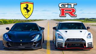 Ferrari V12 vs NISMO V6 DRAG RACE [upl. by Repinuj]