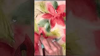 EASY watercolor poinsettia watercolorpainting [upl. by Namhcan460]