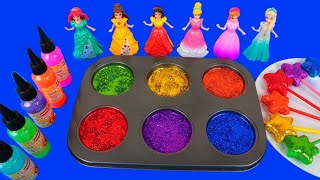 Satisfying Video  DIY How to make Rainbow Slime Candy Frozen Elsa Disney Princess Cutting ASMR [upl. by Sisco]