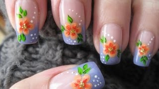 Nail art French manicure with flower [upl. by Accebar]