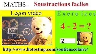 Soutien scolaire maternelle maths en ligne  Soustractions faciles [upl. by Frentz]