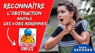 Etouffement  reconnaître lOBSTRUCTION BRUTALE des voies aériennes ı Formation premiers secours [upl. by Mannuela]