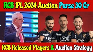 RCB IPL 2024 Auction Purse 30 Cr Confirm RCB Released Players amp Strategy [upl. by Launam772]