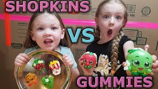 REAL FOOD VS SHOPKINS  Shopkin Gummies  Sis vs Sis Shopkins Challenge [upl. by Geffner229]