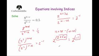 Equations with Indices  Corbettmaths [upl. by Enylrac738]