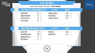 Clifton CC Derbyshire 1st XI v Ilkeston Rutland CC 1st XI [upl. by Kore]