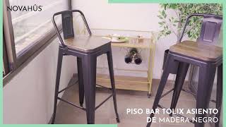 Pack 4 Pisos de Bar Tolix Asiento de Madera Negro [upl. by Morse142]