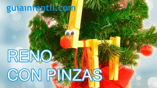 Reno Manualidades navideñas con pinzas para niños [upl. by Yelsnya715]