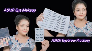 ASMR In Depth Gentle Eyebrow Shaping  Tweezing Relaxing Eye Makeup [upl. by Colb94]