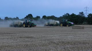 Tandem Baling with John Deere 6R250 amp 8R370 with Krone BigPacks [upl. by Socram]