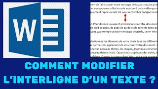 COMMENT MODIFIER LINTERLIGNE DUN TEXTE SUR WORD [upl. by Buffo988]