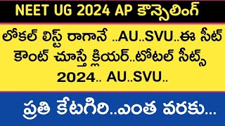 Neet UG 2024 andhrapradesh councelling and seat matrix total seats au svu regions  Neet hunt  neet [upl. by Aphra]