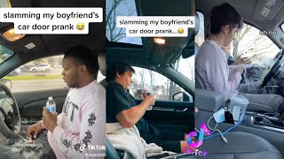 Slamming My BoyfriendGirlfriend Car Door Prank goes Wrong 😂🤕 tiktok [upl. by Leventis]