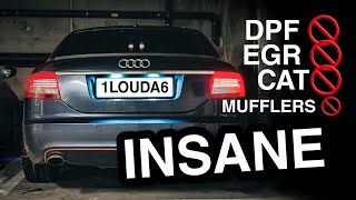 THE LOUDEST А6 C6 30 TDI 🔊 Full Custom Straight Pipe 💥 Coldstart x Acceleration x Tunnel Run [upl. by Dublin]