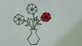 Easy And Simple Flower pot Drawing  Flower Vase drawing  Fuldani Drawing 🌼 [upl. by Neimad]