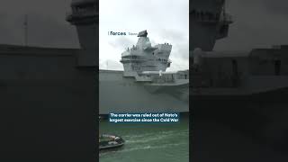 HMS Queen Elizabeth leaves Portsmouth for journey to Rosyth for repairs [upl. by Aidua859]