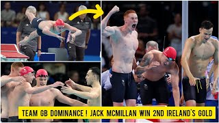 🇬🇧 Team GB and Irelands Jack McMillan gold medal in mens 4x200M freestyle relay Olympic  Britain [upl. by Jacquetta]