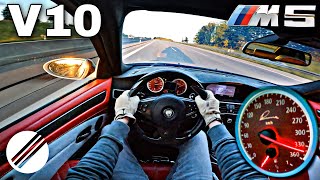 700HP BMW M5 E60 V10 BIKOMPRESSOR TOP SPEED DRIVE ON GERMAN AUTOBAHN 🏎 [upl. by Fawcett]