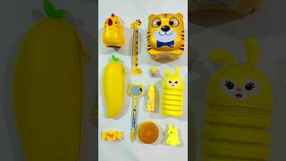 New Yellow Stationery Items Pencil Pouch Sharpener Piggy Bank Pen stationery backtoschool [upl. by Eanyl]