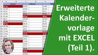 Erweiterte Kalendervorlage in Excel Teil 1 [upl. by Nylleoj]