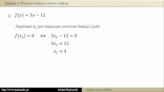 Wyznacz miejsca zerowe funkcji  zadanie 1 [upl. by Hieronymus]
