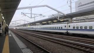 Japanese Shinkansen zipping through Himeji station [upl. by Nomelc694]