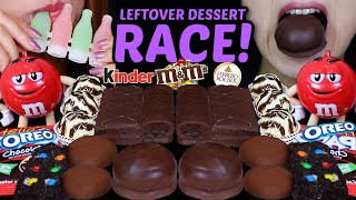 ASMR LEFTOVER DESSERT RACE CHOCOLATE COVERED MARSHMALLOWS KINDER DELICE FERRERO CAPPUCCINO 먹방 [upl. by Nakhsa78]