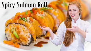 Spicy Salmon Roll  How to Make Sushi and Sushi Rice [upl. by Nawak]