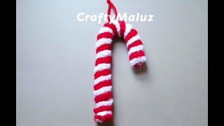 CROCHET TUTORIAL ♥ BASTÓN DE NAVIDAD ADORNO NAVIDEÑO  bastón de caramelo a crochet paso a paso [upl. by Liuqnoj]