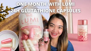 LUMI 24H GLUTATHIONE CAPSULES BY BEAUTY VAULT  REVIEW  IMPRESSION  MURANG GLUTATHIONE CAPSULES [upl. by Ettennal316]