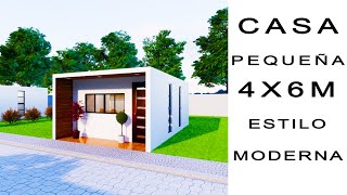 Plano de casa 4x6 metros moderna  Desain Rumah 4x6  Small house design 4x6 [upl. by Annod]