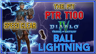 S6 PTR Ball Lightning Sorc Tier 100 Pit Speed Clear  Diablo 4 [upl. by Johen]