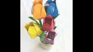 How To Make Tulip Flower  Origami Tulip [upl. by Notrab153]