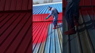 Color steel tile painting renovation process Good tools and machinery make work easy [upl. by Oileduab180]