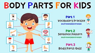 Body Parts For Kids  Learn Parts Of The Body  Body Part Quiz  ESL Kids  4K [upl. by Leunamme861]