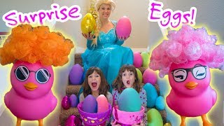 Frozen Elsa gives SURPRISE EGG Hunt for Kate amp Lilly [upl. by Junius]