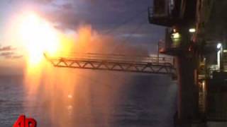 Raw Video Drillship Burns Gas From BP Well [upl. by Kilam370]