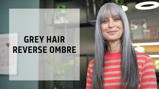 Natural Grey Hair Black Reverse Ombre Service  Goldwell Education Plus [upl. by Frannie898]