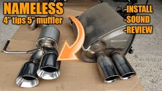 Nameless Axleback 4quot Tips 5quot Muffler Install Sound Comparison Review in a 2017 WRX [upl. by Ettessil]